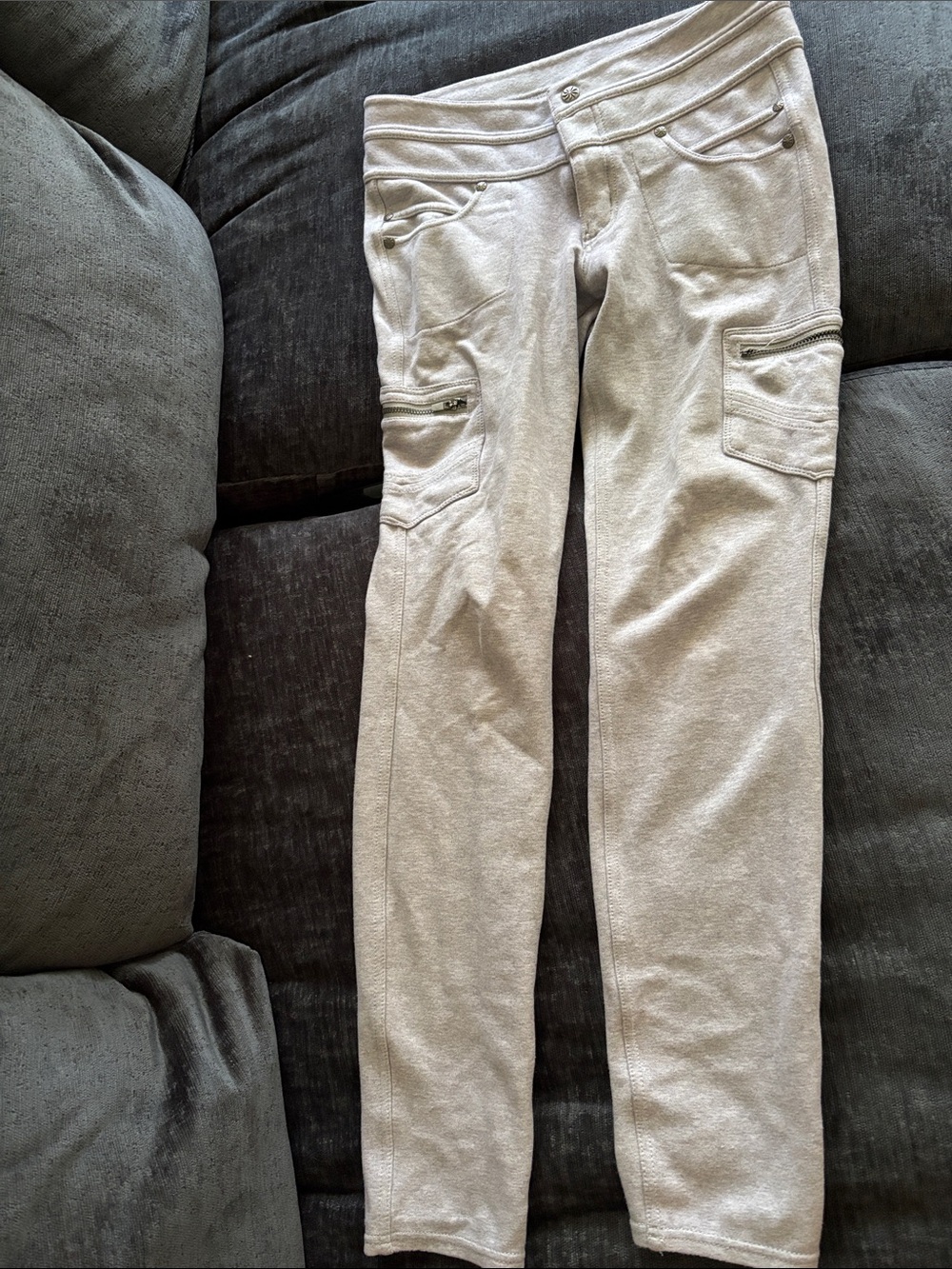 Athleta Light Gray Cargo Joggers with Zip Pockets